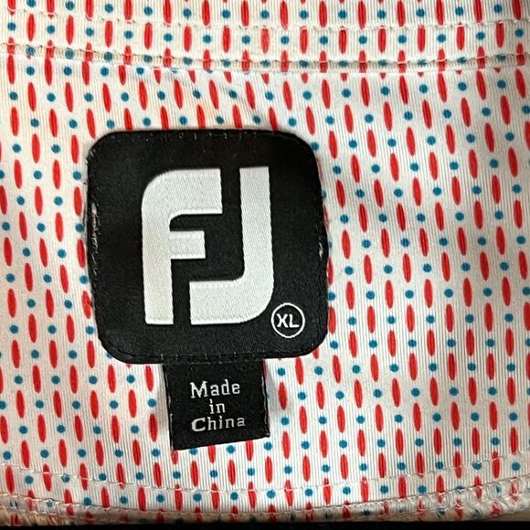 FootJoy Polo Shirt XL Red Geometric Performance Golf Preppy Stretch - Picture 6 of 10
